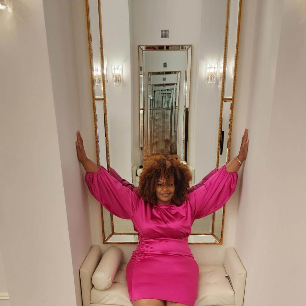 Fuchsia Satin Long-Sleeve Sheath Dress - Women